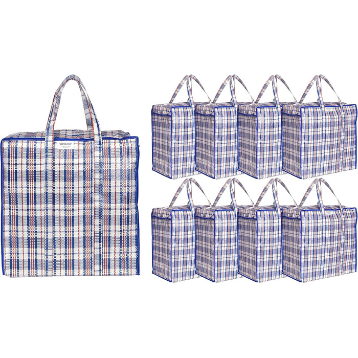 Josephine Osthoff Unisex Heavy-Duty Waterproof Storage Bags, Durable & Versatile, With Zipper for Moving & Shopping, 75L Capacity, Up to 20 kg Load Capacity, Black, Pack of 9 (9 Pieces Blue)