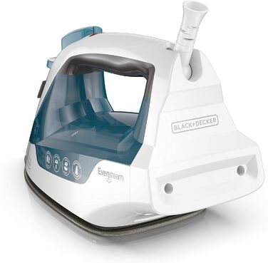 Праска з парою Black+Decker IR06VC: компактна, EvenSteam, антипригарна підошва, блакитно-біла