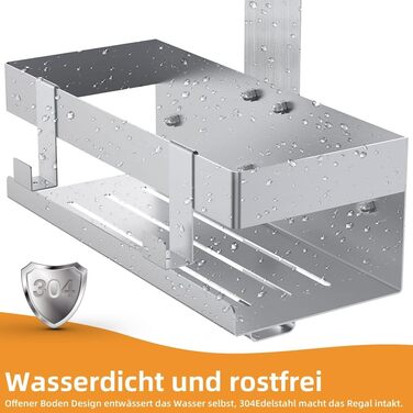 Полка для душу Melko з нержавіючої сталі без свердління, дзеркальний захист, кріплення для шампуню з гачками, підходить для душової кабіни з безрамковою скляною дверцями, антикорозійна, тримач для бритви та рушників