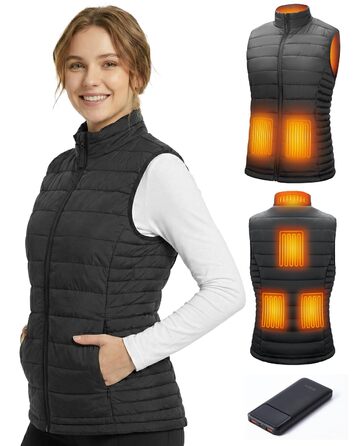 Обогревна жилетка для жінок SZNX з акумулятором – Електрична жилетка з 6 зонами обігріву та 3 рівнями нагріву – Тепла жилетка для зими, активного відпочинку, повсякденного носіння та офісу