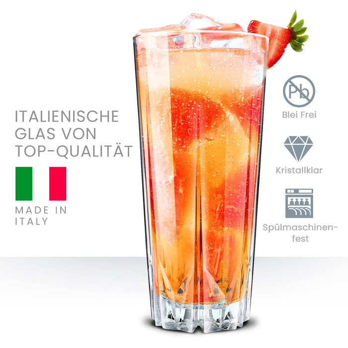 Cocktail Glasses Set of 12, 330ml, Dishwasher-Safe Drinking Glasses, Ribbed Glasses for Cocktails, Water, Juice, Mojito, Long Drinks