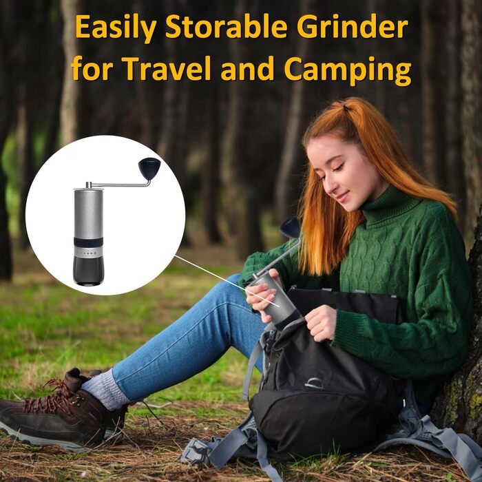 RichLuck Coffee Grinder Manual - Hand Grinder Coffee with 5 Grind Settings from Coarse to Fine - Labor-Saving Stainless Steel Hand Coffee Grinder for Espresso to French Press - Ideal Gift Idea