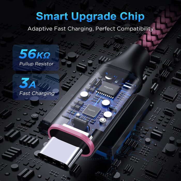 Кабель USB-C 30см [2 шт], білий: USB-A до USB-C, зарядний, нейлон, для iPhone, Samsung Galaxy