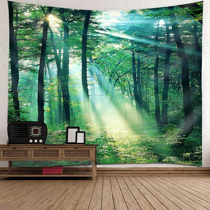 Лісовий гобелен Lieson Natur, 300x256 см, зелений настінний килим із зображенням джунглів для вітальні, спальні, декору стін