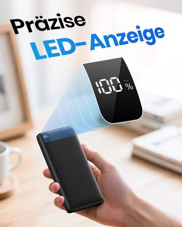 Powerbank 26800mAh з LED дисплеєм: швидка зарядка 22.5W, USB-C вхід/вихід, для смартфонів та планшетів