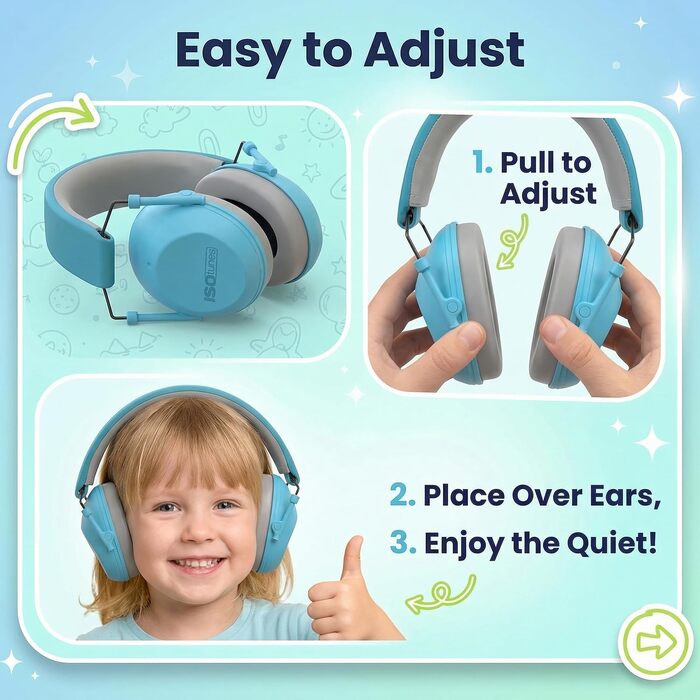 Дитячі захисні навушники ISOtunes Junior Defender для концертів, феєрверків та спортивних заходів, сині
