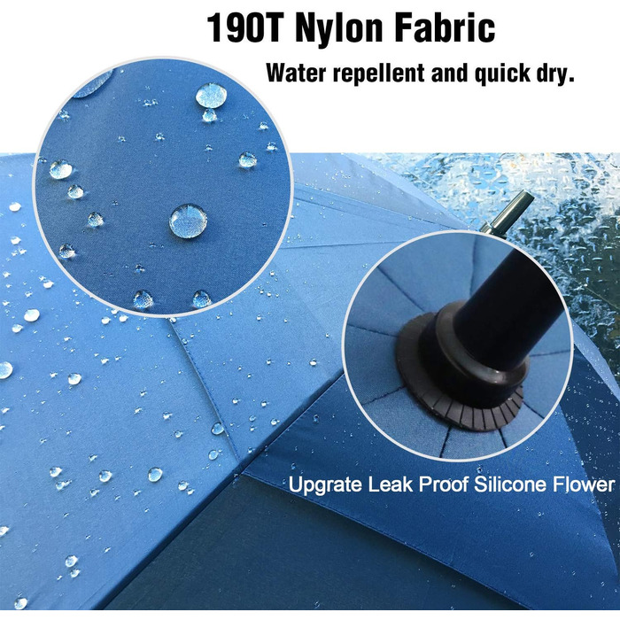 ACEIken Парасолька велика XL/XXL - Стійка до вітру, автоматична, з подвійним дахом та вентиляцією - Якісний тростиночний парасоль для жінок та чоловіків, ідеальна як гольф-парасолька, блакитна, 62 дюйми (157 см)