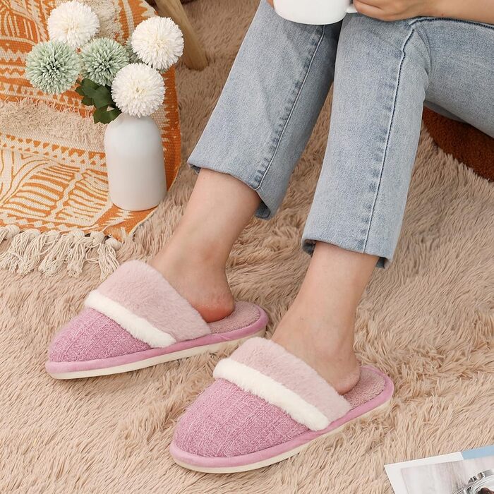 Тапочки домашні жіночі чоловічі зимові, плюшеві, теплі, з меморі-піною, антиковзаючі, м'які, однотонні (темно-рожевий, 39/40 EU)