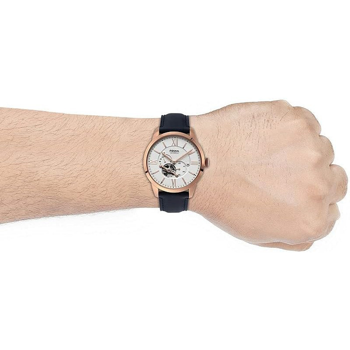 Годинник Fossil Townsman для чоловіків: механічний автомата з нержавіючої сталі або шкіряним ремінцем (44 мм, білий)