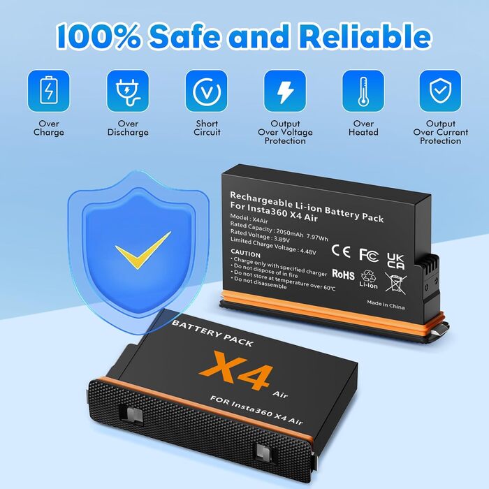 Акумулятори Insta360 X4 Air (2 шт.) з зарядним хабом 24W та LCD-дисплеєм – Treeboy