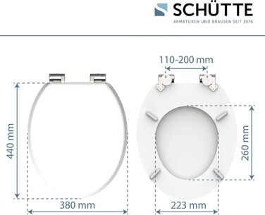 Сидіння для унітаза SCHÜTTE з мікроліфтом (м'яке закриття), біле, дерево MDF, витримує до 175 кг