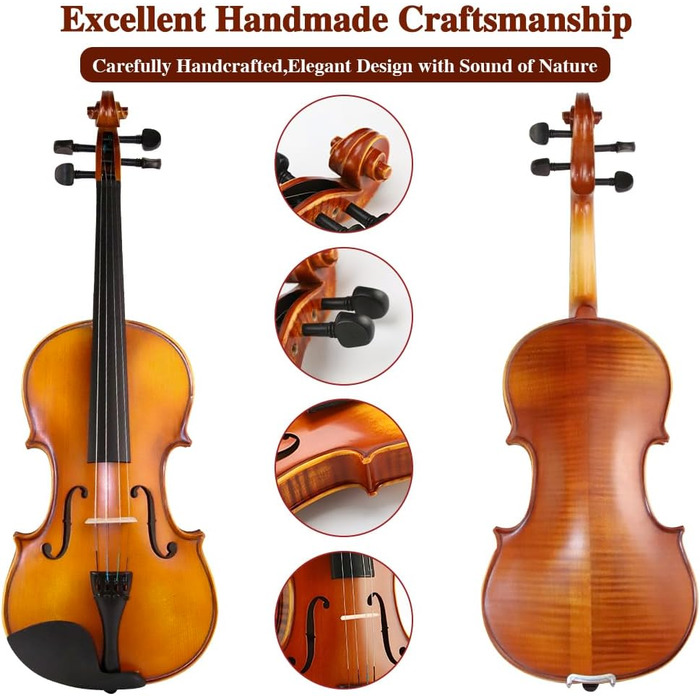 Скрипка набір, дерев'яна скрипка для дорослих початківців (4/4)