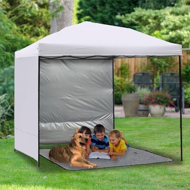 2 Baldachin Side Walls, Tent Side Wall for 3x3m Pop-Up Baldachin, Waterproof with Silver Coating for 3M Straight Leg, Outdoor Pavilions, Instant Awnings, White Side Wall Only