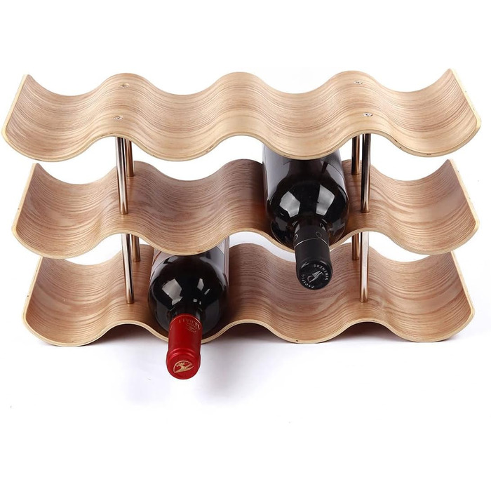 Dreiklang – be smart Wine Rack Bottle Rack made of Wood for 12 Bottles, Stable, Freestanding, Modern, Decorative, Space-Saving Small & Narrow, 3 Tiers (41.5 x 22.5 x 15.5 cm)