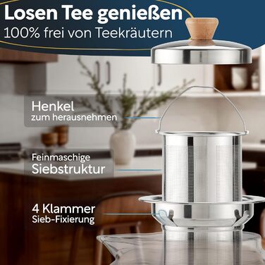 Teapot with infuser insert I 1.5 Liters I reinforced glass thickness for better insulation I usable with trivet I glass teapot I thermal tea maker I robust teapot I tea maker