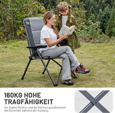 Набір кемпінгових стільців Timber Ridge (2 шт) складані, з високою спинкою, регульовані (3 положення), вантажність 160 кг, сірі