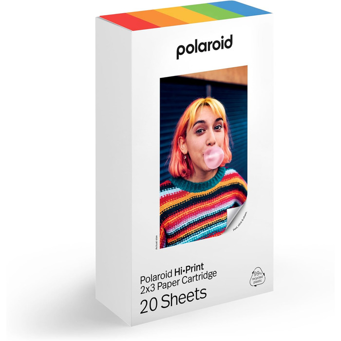Polaroid Hi-Print 2-ге покоління: Bluetooth фотодрук, кишеньковий принтер 2x3, чорний (з фільм-пакетом)