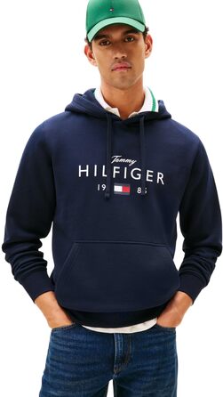 Чоловічий худі Tommy Hilfiger Brand Love Big Hilfiger з капюшоном, синій (Desert Sky), розмір M, артикул MW0MW41427