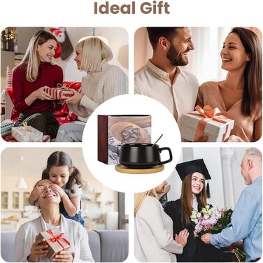 Набір кавових чашок капучино 4 шт. 320 мл, з блюдцем, з кераміки, чорного кольору (Sc Schwarz)