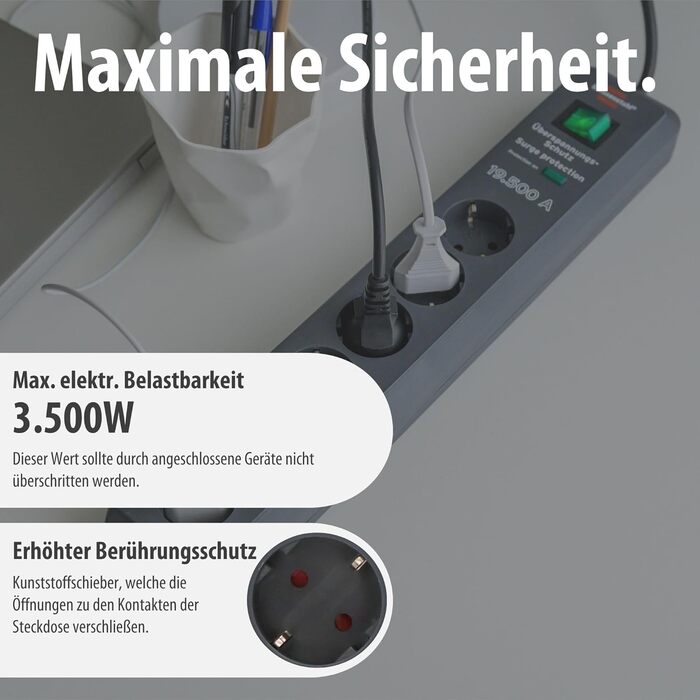 Бренненштуль Secure-Tec Мережевий фільтр 6 виходів із захистом від перенапруги (сірий)