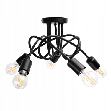 Підвісна LED-лампа ONE, чорна, стиль лофт, 5x E27