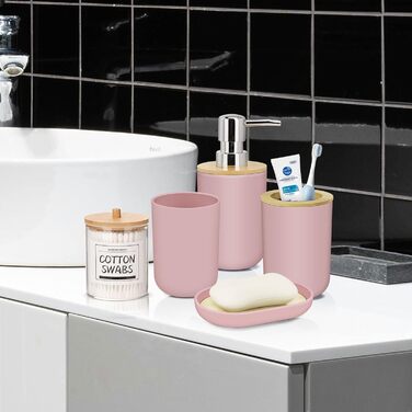 Набір аксесуарів для ванної кімнати IMAVO 4 шт. (Зелений): тримач для зубних щіток, стаканчик, дозатор мила, мильниця