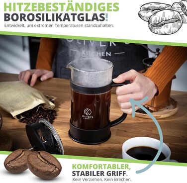 Френч-прес Oliver's Kitchen® - 1 літр, чорний: для автентичного кавового смаку