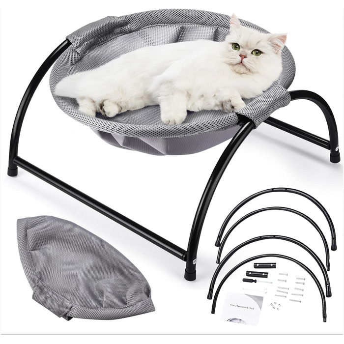 Fluffy Cat Bed Hammock - Elevated Cat Cushion Fluffy Cat Basket - Heated Cat Bed Breathable Hammock Bed for Indoor & Outdoor