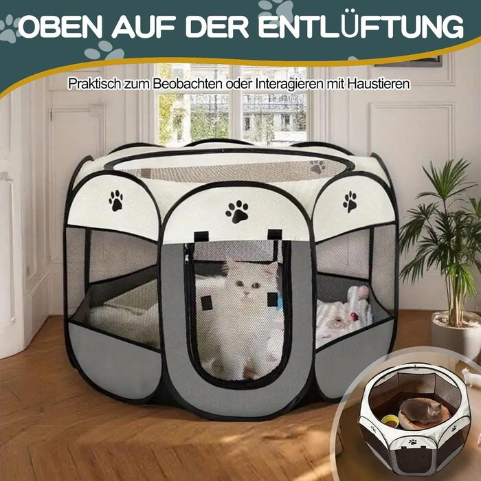 Складана вольєр для цуценят та котів 74x74x43 см - сірий. Підходить для собак, котів, кроликів.