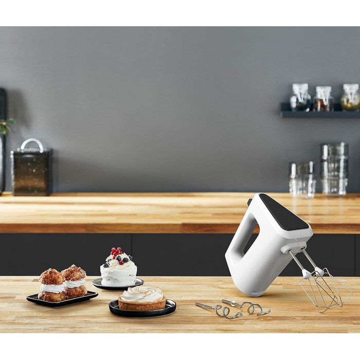 Міксер ручний Krups 3 Mix 4000, 450 Вт, білий/сірий, з 2 наборами насадок (венчики та гаки)