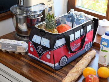 VW Collection - Volkswagen Hippie Bus T1 Camper Van Cooler Bag 25L (Red/Black)