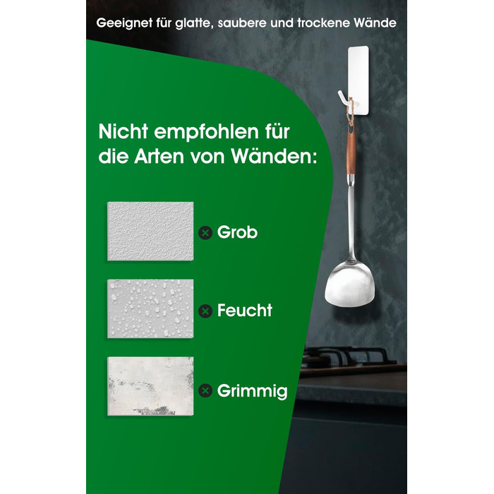 Набір тримачів для рушників без свердління, 10 шт., гачки самоклеючі з нержавіючої сталі 304, надміцні, для великих предметів, настінні гачки для ванної, туалету та кухні, стійкі до корозії, рушкові гачки (довші)