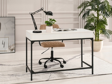 Прямокутний письмовий стіл Mebel-Partner 110 x 48 x 76 см, білий/чорний