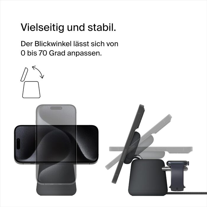 Беспроводная зарядная станция Belkin BoostCharge Pro 2-в-1 Qi2 15W MagSafe для iPhone, Apple Watch, AirPods (вугільний)