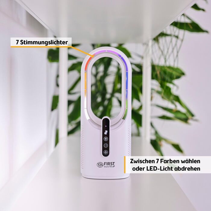 Вентилятор настільний First Austria з акумулятором 2500mAh, USB зарядка, сенсорний дисплей, білий