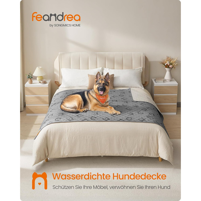 Водонепроникний килимок для собак Feandrea, 178x76 см, захист для авто/дивану, машинне прання, антиковзаюча підкладка, стеганий дизайн, тауновий сірий (XL 208x132 см)