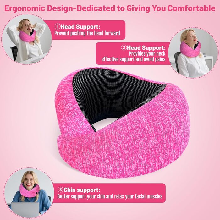 Подушка для шиї в літак | Подушка для подорожей Memory Foam | Подушка-восьминіжка дихаюча + пральна | Подушка для шиї в літак, авто, офіс | Регульована, компактна | з берушами, маскою для сну, сумкою для перенесення