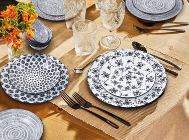 Сервіз столовий IBILI Armonia чорний, 12 предметів, порцелянові тарілки на 4 особи