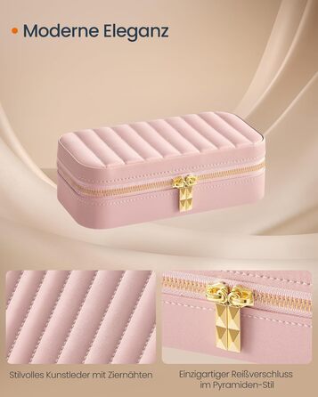 SONGMICS HOME ANAH - Шкатулка для прикрас, органайзер для подорожей, 10,5 x 10,5 x 6 см, білий, з дзеркалом, PU, подарунок