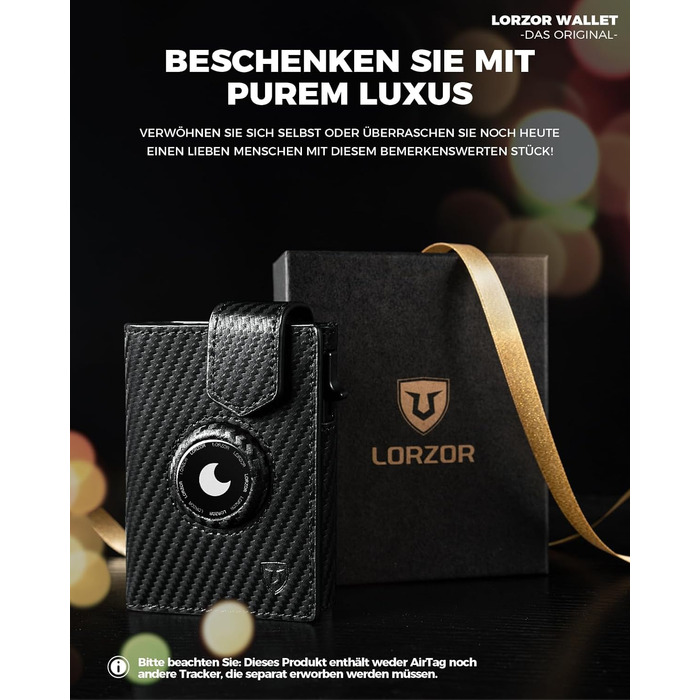 Гаманець LORZOR з відділенням для AirTag, RFID-захистом, монетницею та з натуральної шкіри для чоловіків