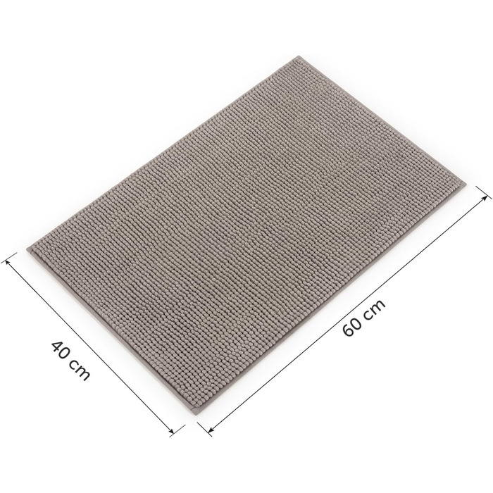 Килимок для ванної кімнати Blumtal Chenille 40x60 см - сертифікований Oeko-TEX, антиковзаючі, миються, сірий