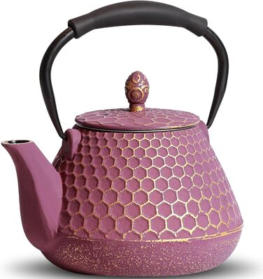 Чайник заварний Gusseiron Honeycomb-p, 950 мл, ручна робота, з ситом, емальоване покриття, силіконовий ручка, для плити, чай та кава