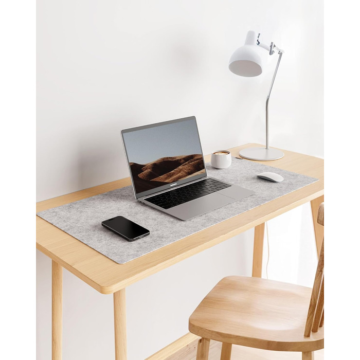 Килимок для столу YSAGi повстяний 90x40 см, антиковзкий, для миші та клавіатури, офіс/дім, світло-сірий