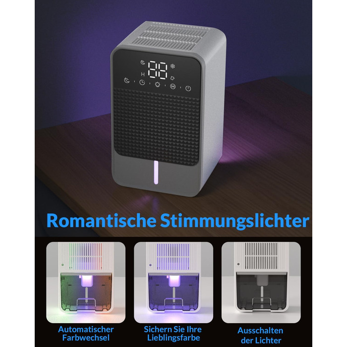 Електричний осушувач повітря Jialexin 1500 мл, портативний, тихий, з автовимкненням для квартири, ванної кімнати, підвалу та кухні