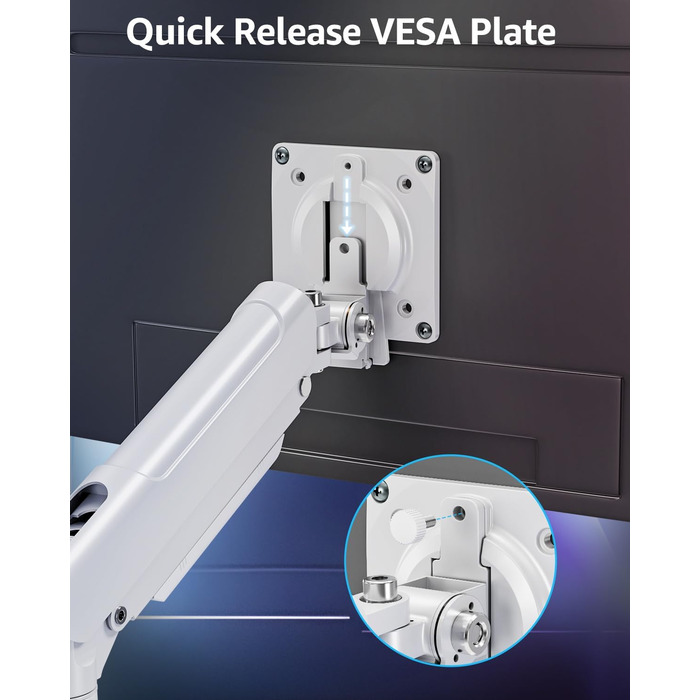 Кріплення для монітора ELIVED EV6012W: підставка для 2 моніторів (13-32 дюйми, 2-9 кг, VESA 75/100mm, регульована, білий)