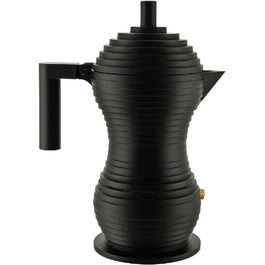 Еспресо-кавоварка Alessi Pulcina MDL02/3 BB, алюмінієва, 3 чашки, чорна, дизайнерська, з ручкою та кнопкою з поліаміду