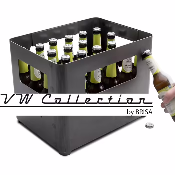 BRISA VW Collection - Volkswagen Fire Basket Grill Bowl made of Corten steel in beverage crate form Multifunctional (Black/Corten steel)