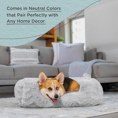 Круглий лежак для собак та котів Sheri The Original Calming Donut, 76x76 см, сірий - заспокійний лежак знімний чохол