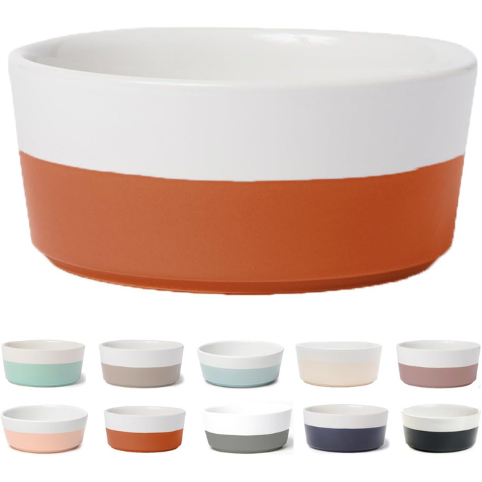 Миска для собак Waggo Dipper Ceramic - для малих та великих порід, керамічна, важка, довговічна, миється в посудомийній машині, сучасний дизайн (Терракота, Середня)