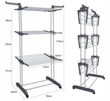 Велика вертикальна сушарка для білизни та одягу, підлогова складана, висока